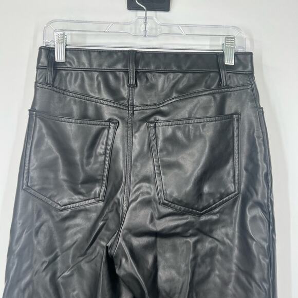 Abercrombie & Fitch The Ankle Straight Pants Ultra High Rise Vegan Leather Black - Picture 6 of 7